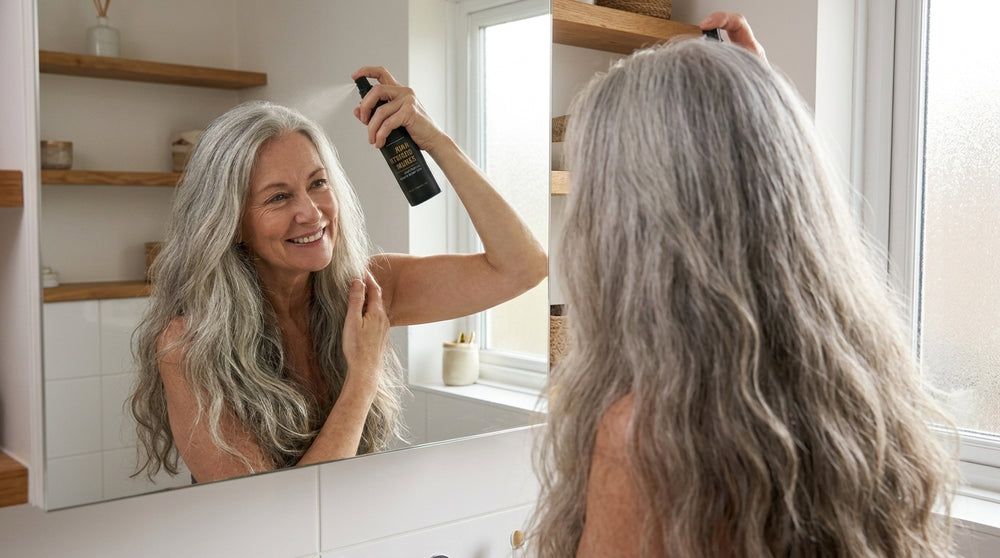 A woman caring for her hair with Mellenza
